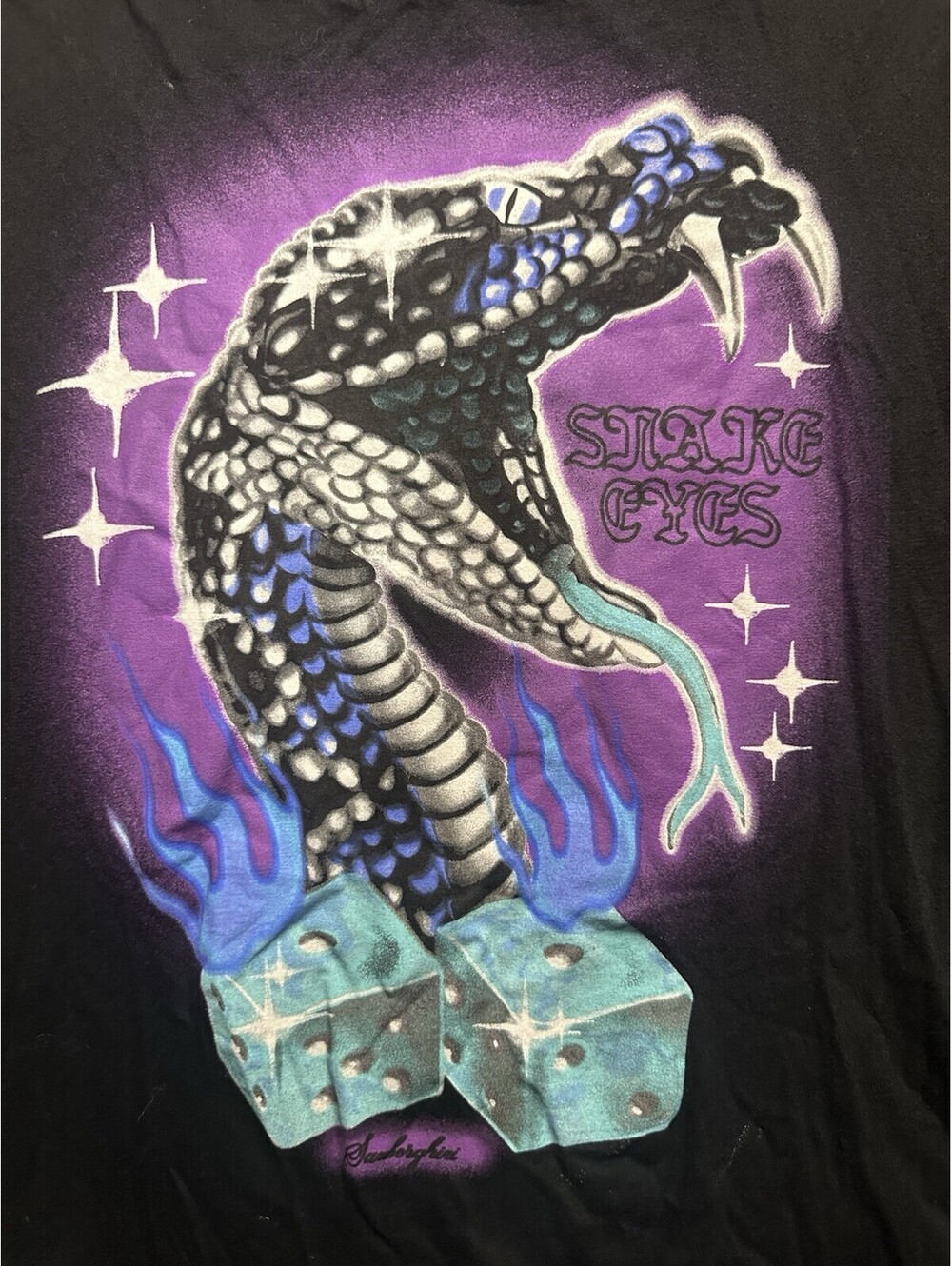 Samborghini Snake Eyes Snake Graphic Tee Y2K Alt Streetwear XL Biker Tattoo